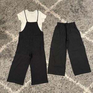 Girls Size 8-10 Wide Leg Cargo Pants Romper Outfit